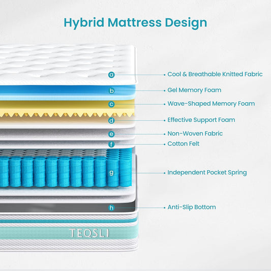 Luxury Euro Top Hybrid Mattress 7-Zone Pocket Spring & Gel Memory Foam Single Double Mattresses