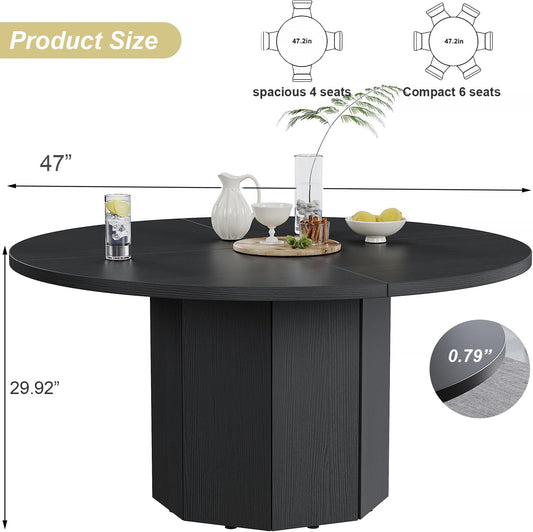 Luxury Round Dining Table for 4–6 People – Modern MDF Table with Designer Base