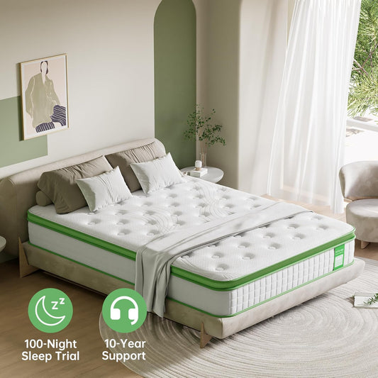 Luxury Pillow Top Hybrid Mattress 9-Zone Pocket Spring & Gel Memory Foam