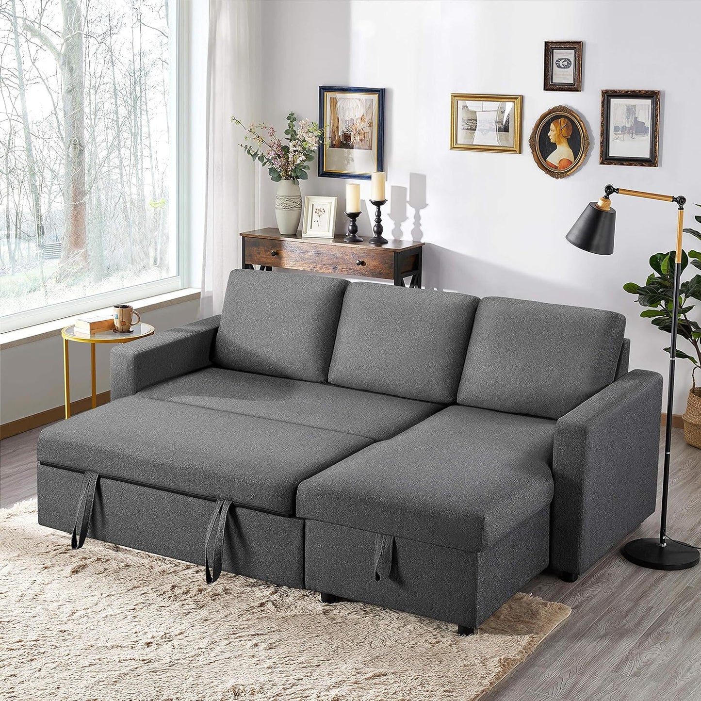 Luxury Corner Sofa Bed with Reversible Chaise & Hidden Storage