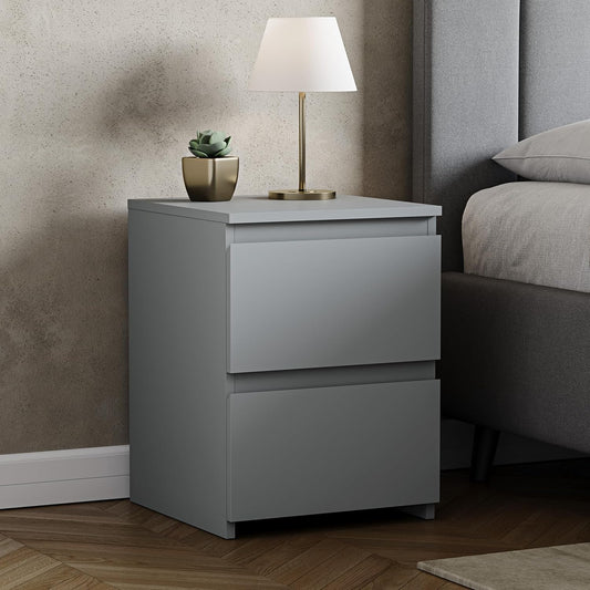 Modern 2 Drawer Bedside Cabinet with Spacious Storage Bedroom Furniture
