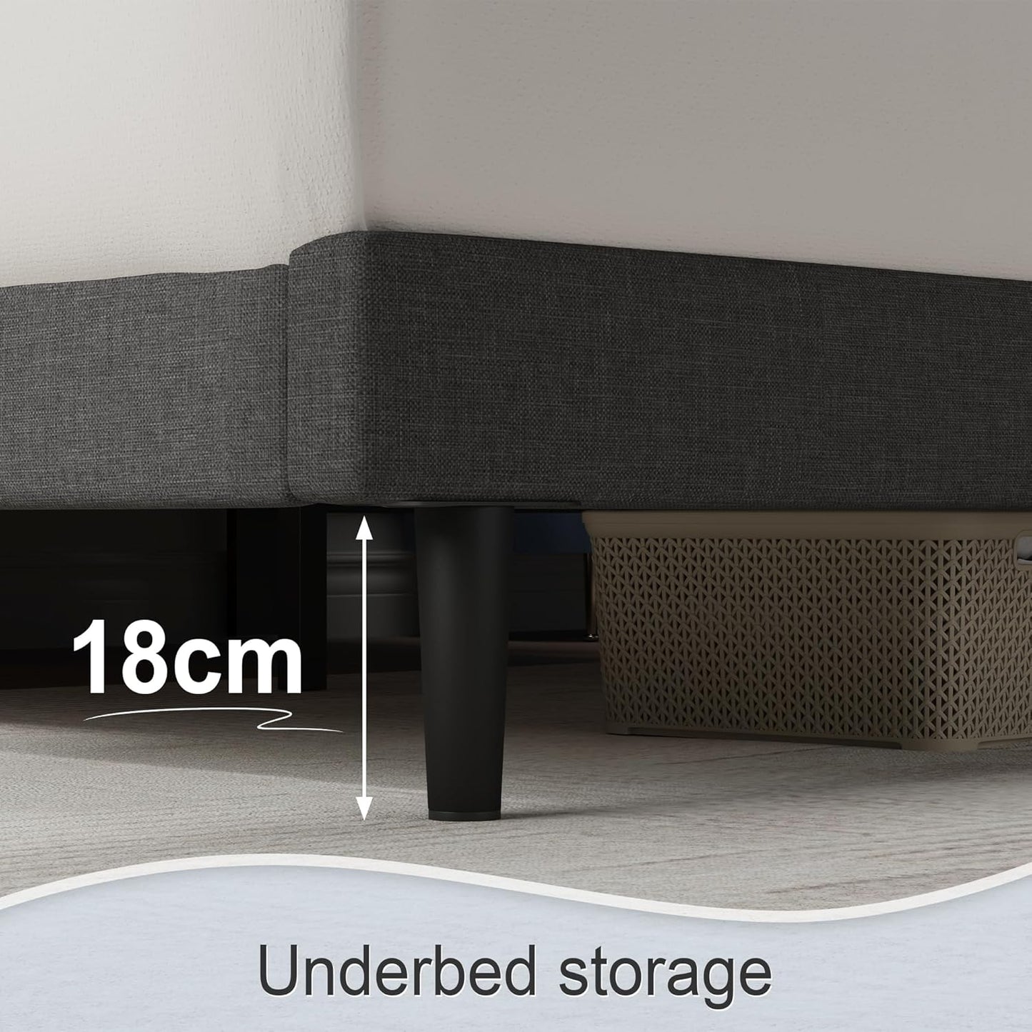 Luxury Upholstered Bed Frame with Fabric Headboard & Storage Single Double 