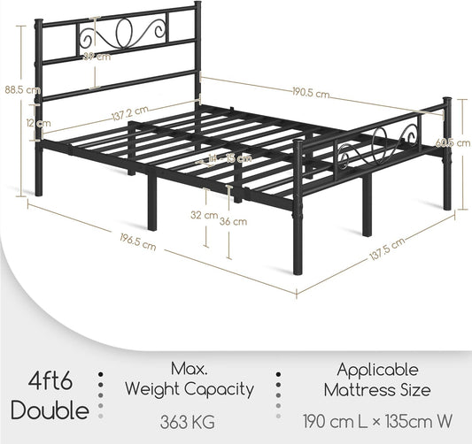 Elegant Metal Bed Frame with Headboard & Storage – No Box Spring Needed Single Double King