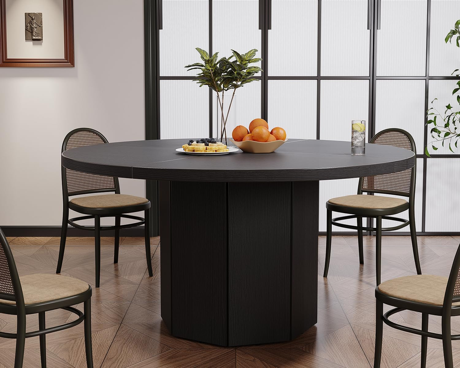 Luxury Round Dining Table for 4–6 People – Modern MDF Table with Designer Base