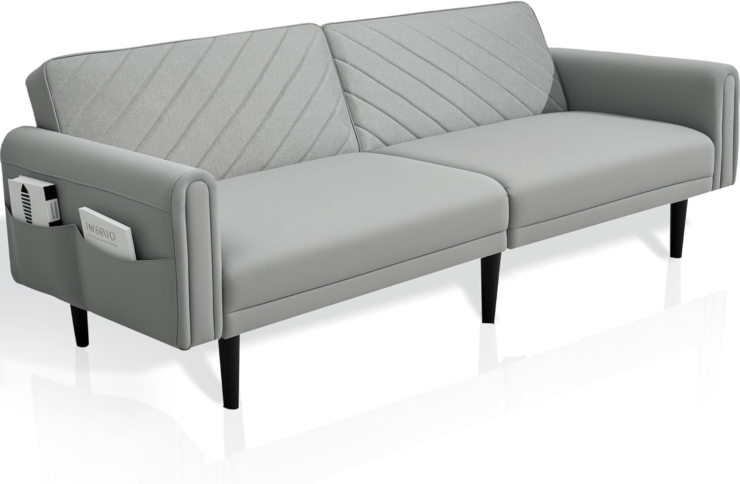 Luxury Modern 3 Seater Velvet Sofa Bed with Adjustable Back & Thick Cushions 