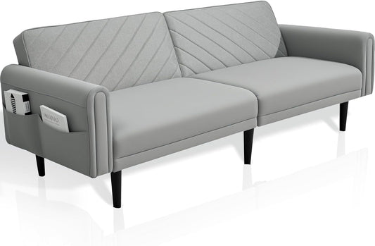 Luxury Modern 3 Seater Velvet Sofa Bed with Adjustable Back & Thick Cushions 