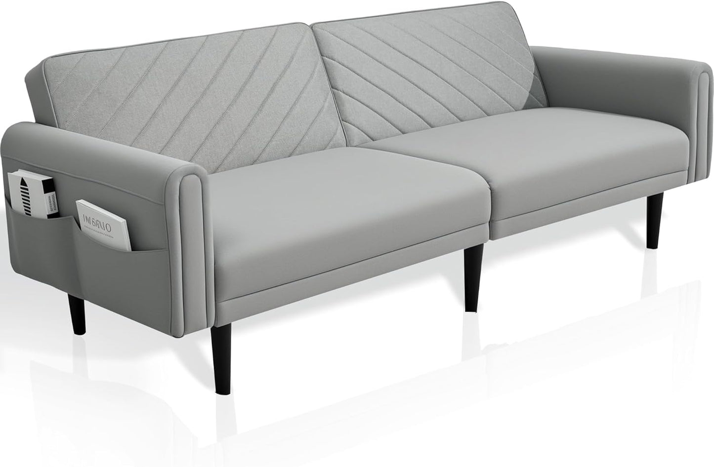 Luxury Modern 3 Seater Velvet Sofa Bed with Adjustable Back & Thick Cushions 