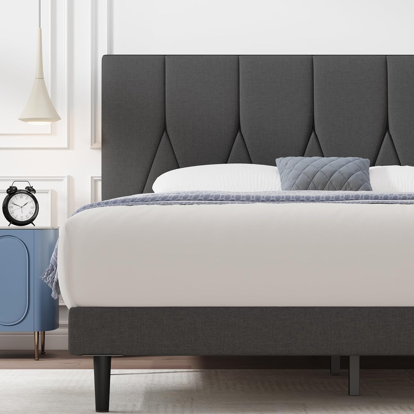 Luxury Upholstered Bed Frame with Fabric Headboard & Storage Single Double 