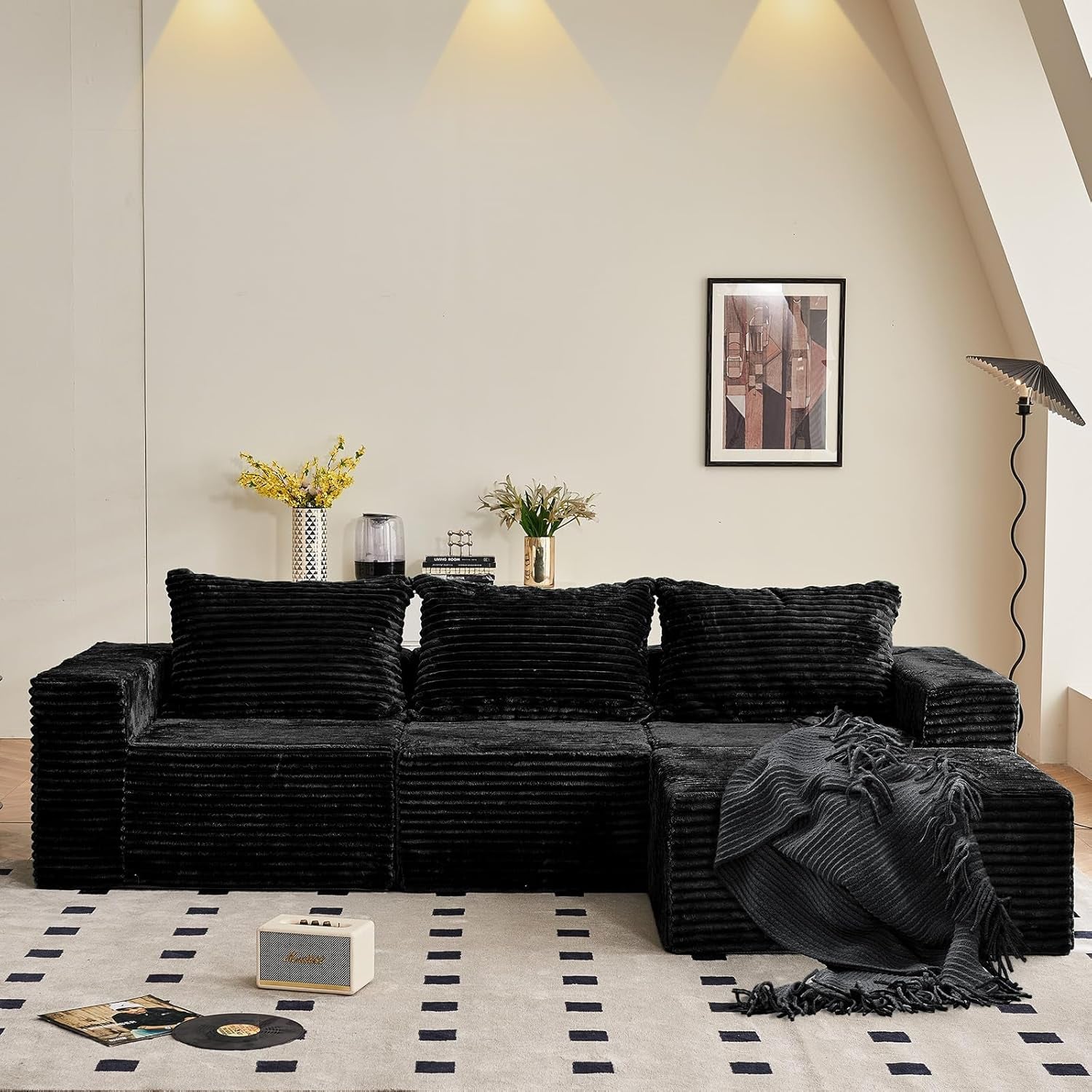 Luxury Large Modular Sectional Sofa – 4 Seater L-Shape No Assembly Couch