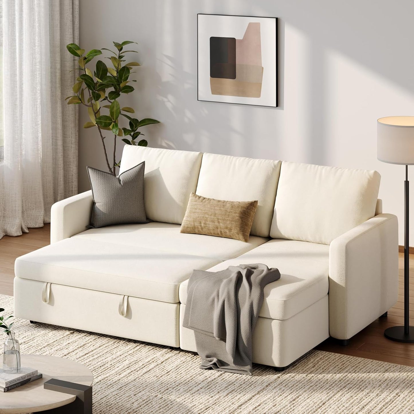 Luxury Corner Sofa Bed with Reversible Chaise & Hidden Storage
