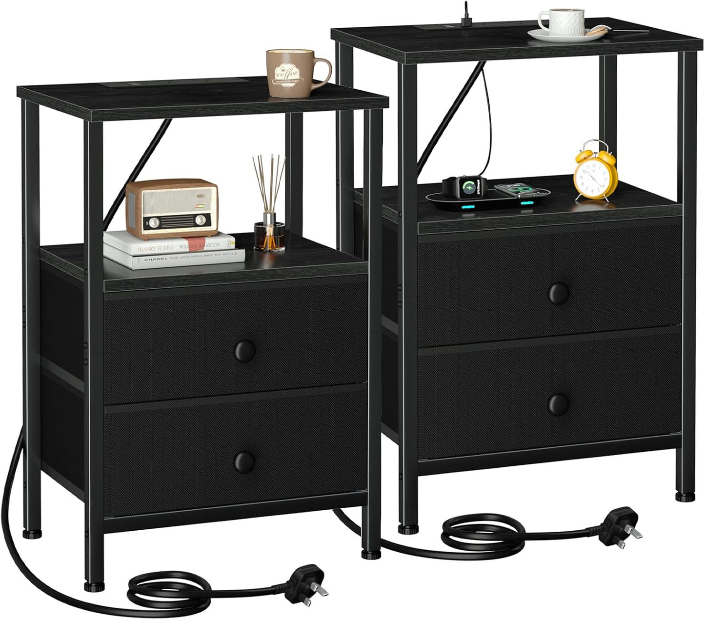 Modern Bedside Table with RGB LED Lights & USB Charging Station