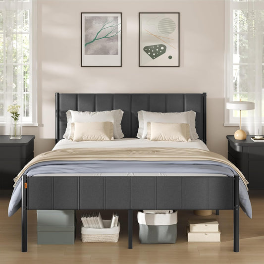 Luxury Modern Upholstered Metal Bed Frame with Headboard – Silent Strong Support Single Double King