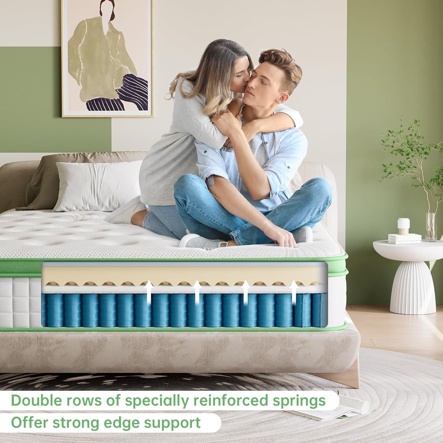 Luxury Pillow Top Hybrid Mattress 9-Zone Pocket Spring & Gel Memory Foam