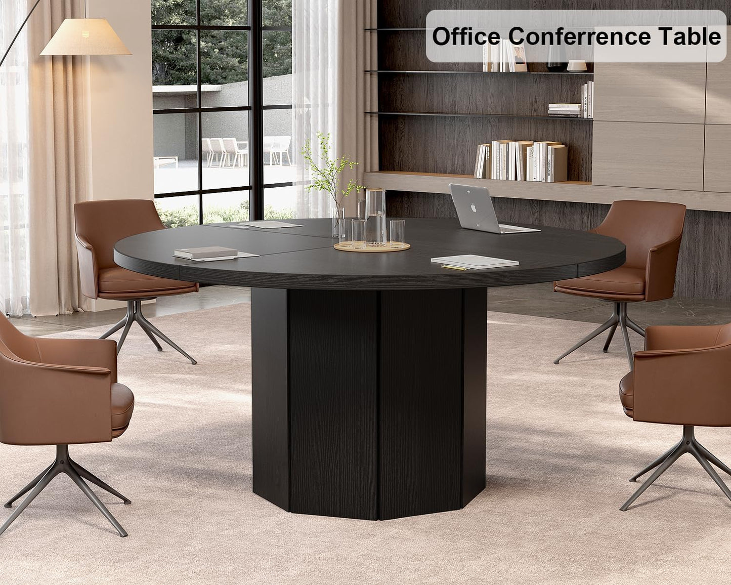 Luxury Round Dining Table for 4–6 People – Modern MDF Table with Designer Base