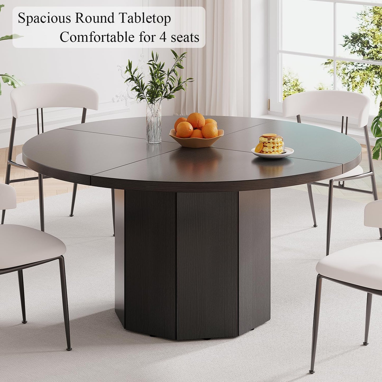 Luxury Round Dining Table for 4–6 People – Modern MDF Table with Designer Base