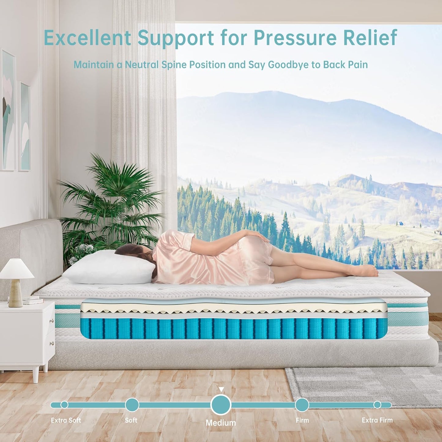 Luxury Hybrid Double Mattress with Cooling Gel & 7-Zone Orthopaedic Support Comfort Sleep