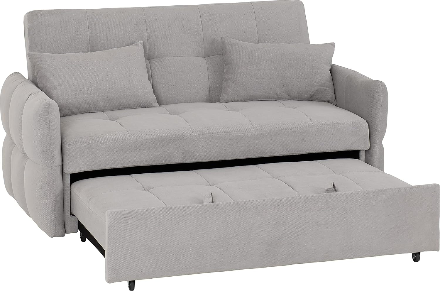 Luxury Modern 2 Seater Sofa Bed in Silver Grey Fabric