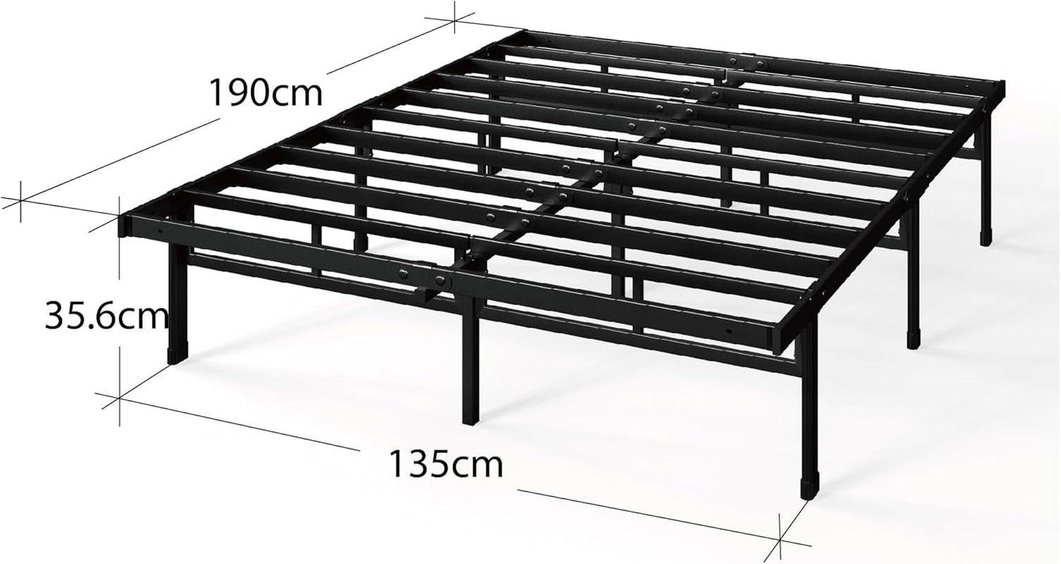Heavy Duty Metal Platform Bed Frame – No Headboard, Storage Space Single Double King Super King