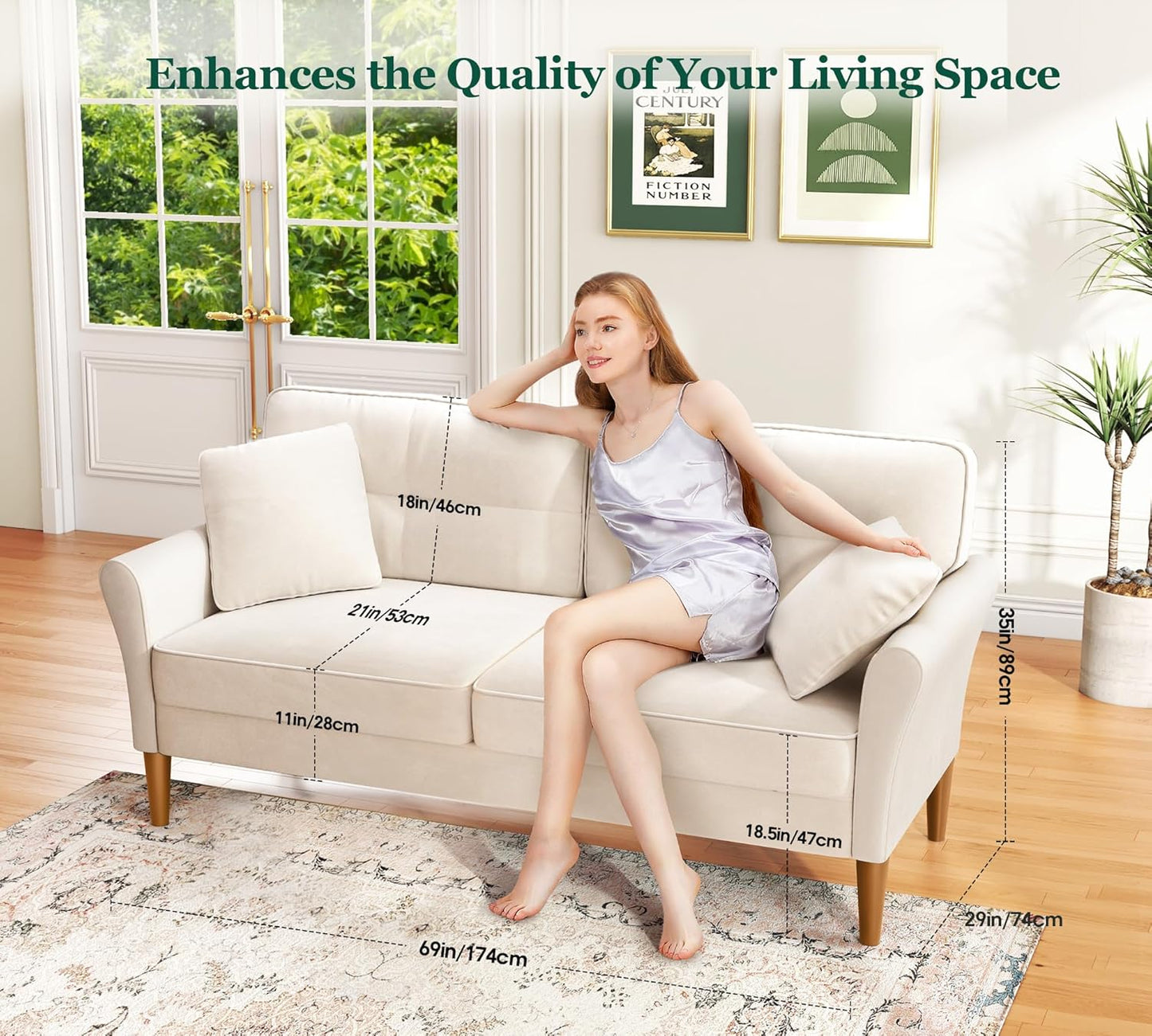 Luxury Modern Velvet Sofa for Living Room – Compact 2 & 3 Seater Couch