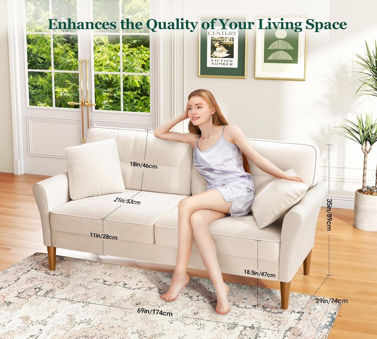 Luxury Modern Velvet Sofa for Living Room – Compact 2 & 3 Seater Couch