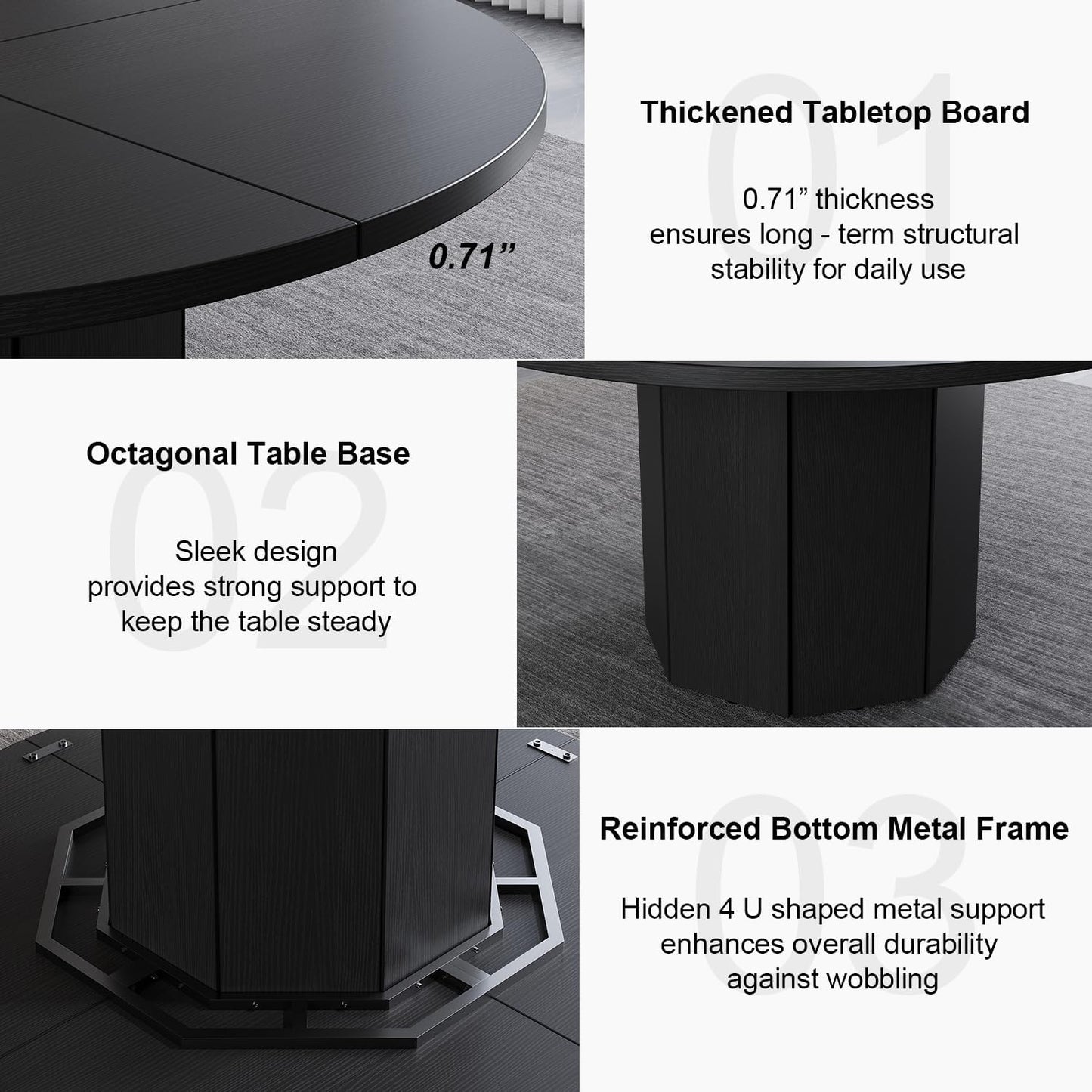 Luxury Round Dining Table for 4–6 People – Modern MDF Table with Designer Base