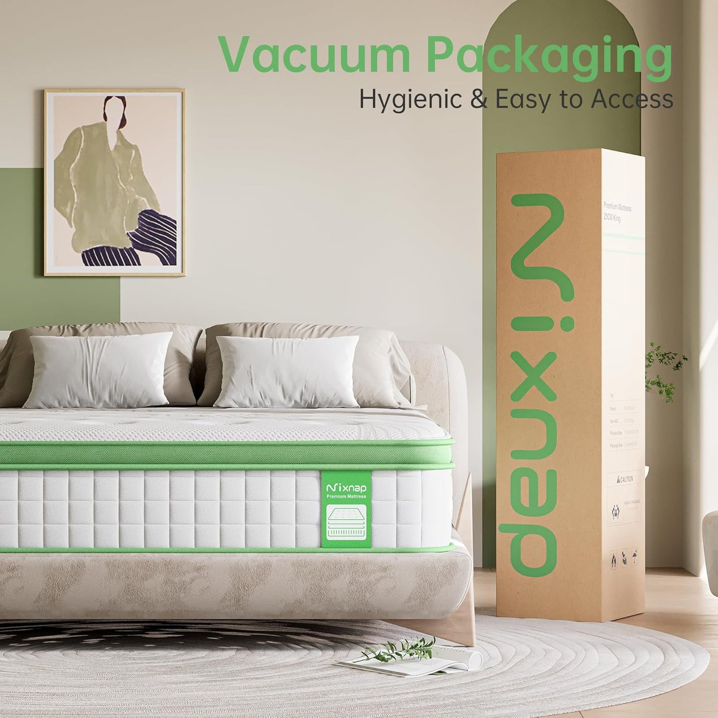 Luxury Pillow Top Hybrid Mattress 9-Zone Pocket Spring & Gel Memory Foam