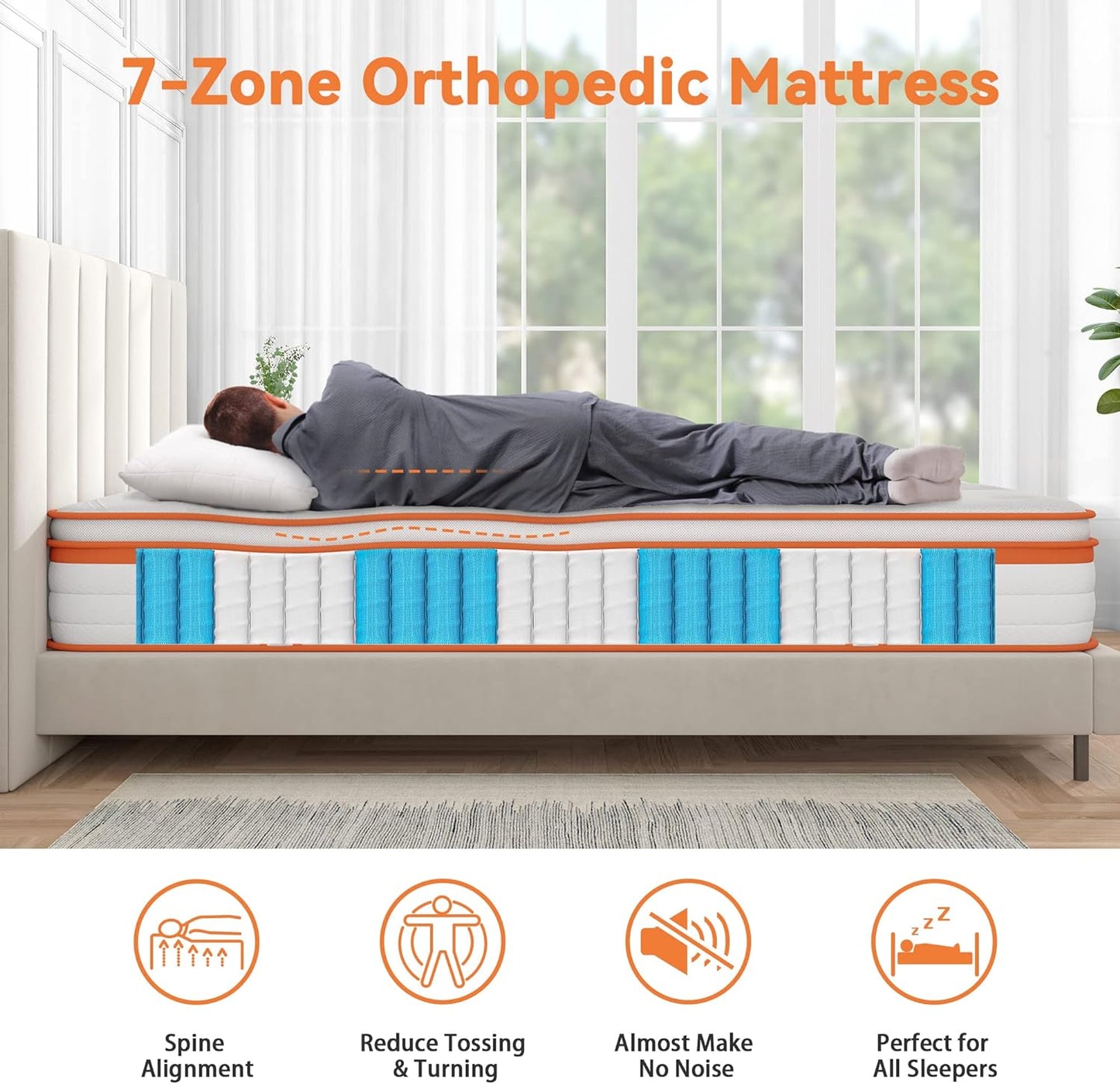 Luxury Gel Top Hybrid Mattress 7-Zone Pocket Spring & Memory Foam Single Double King Mattresses