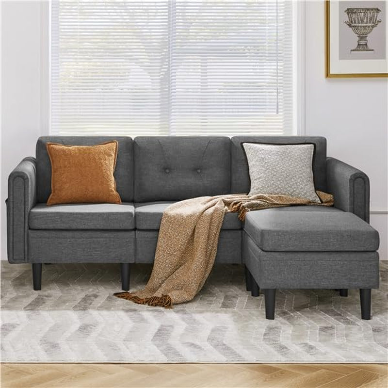 Luxury 3 Seater Corner Sofa with Movable Ottoman for Compact Homes