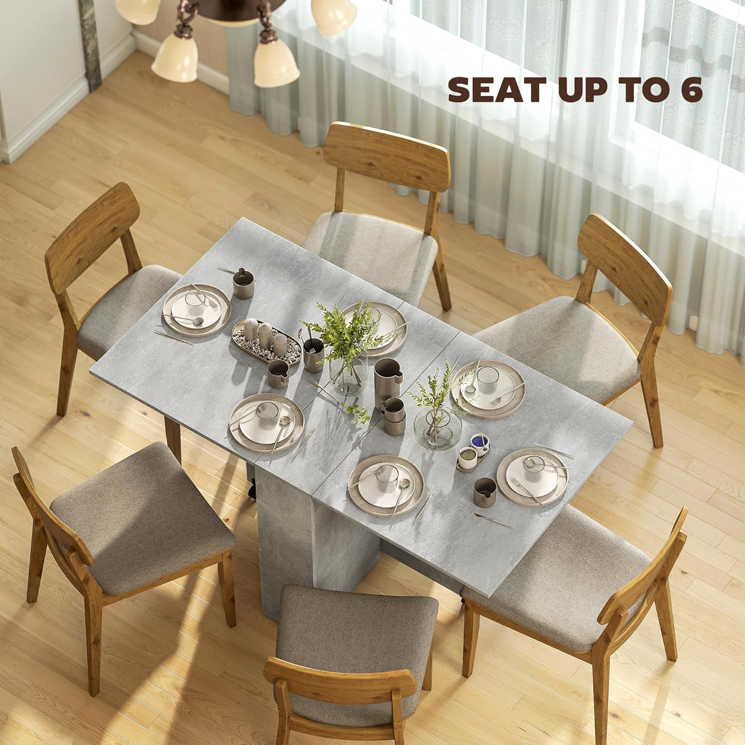 Luxury Folding Drop Leaf Dining Table – Space-Saving Extendable Table for 4–6