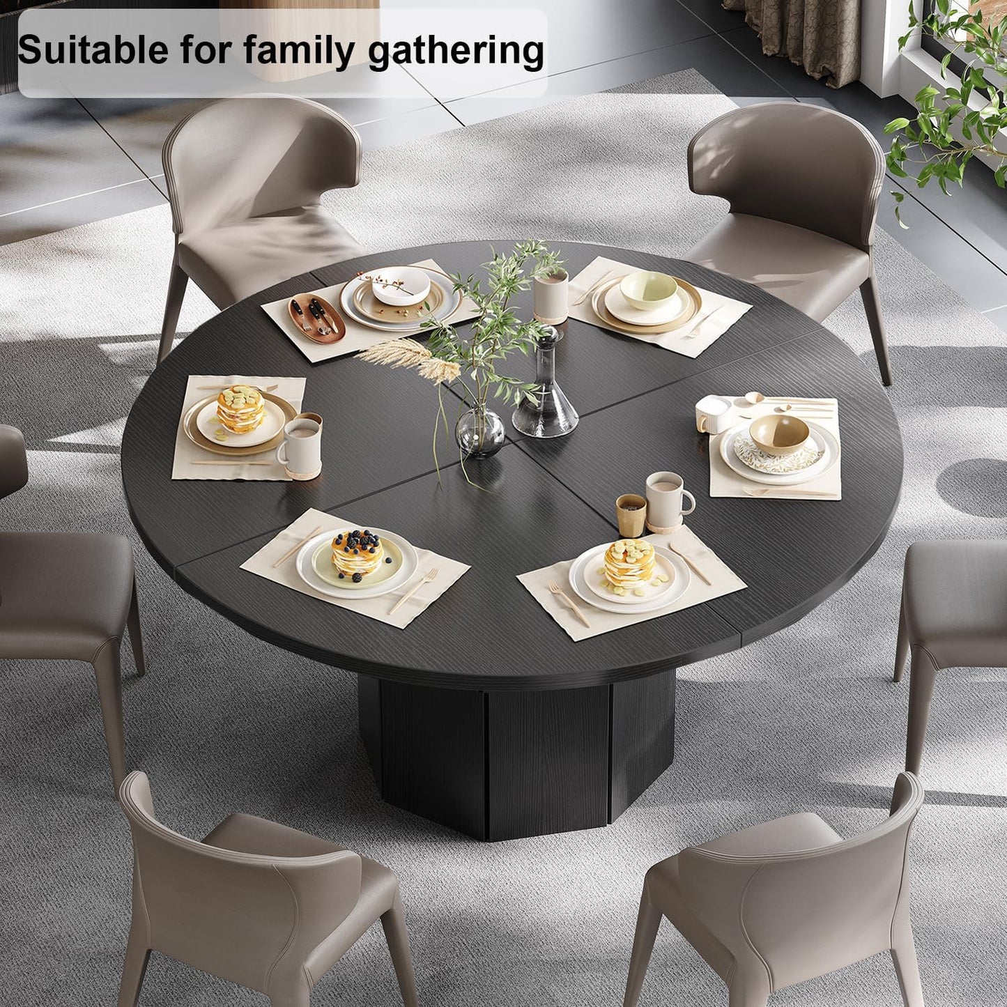 Luxury Round Dining Table for 4–6 People – Modern MDF Table with Designer Base