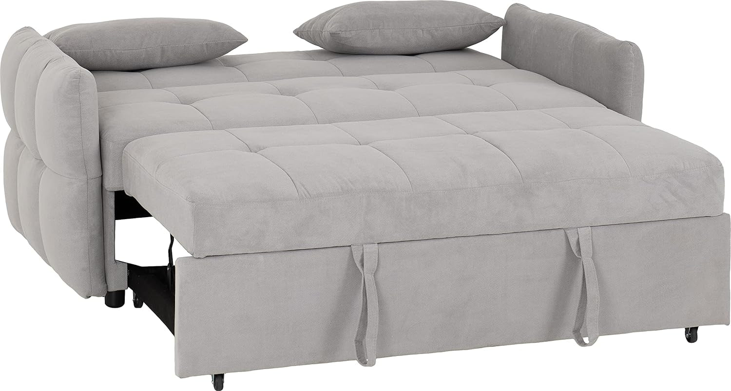 Luxury Modern 2 Seater Sofa Bed in Silver Grey Fabric