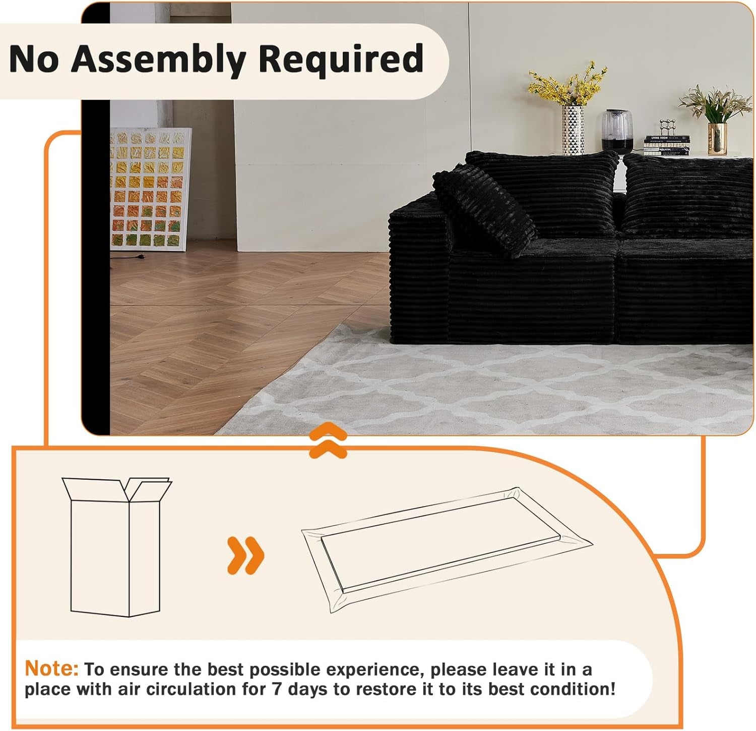 Luxury Large Modular Sectional Sofa – 4 Seater L-Shape No Assembly Couch