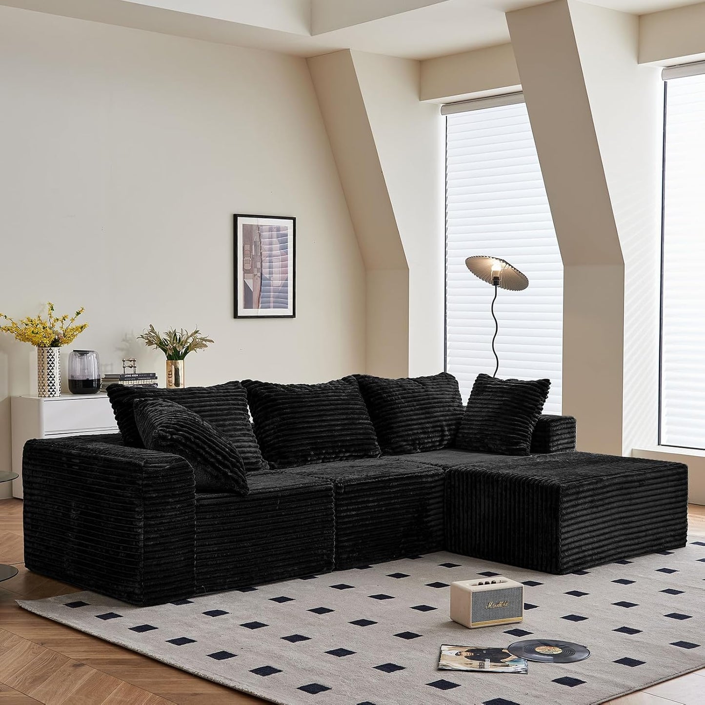 Luxury Large Modular Sectional Sofa – 4 Seater L-Shape No Assembly Couch