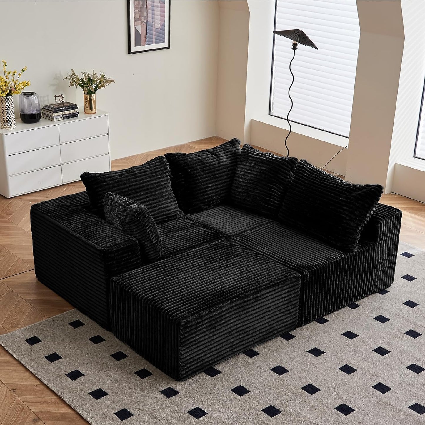 Luxury Large Modular Sectional Sofa – 4 Seater L-Shape No Assembly Couch