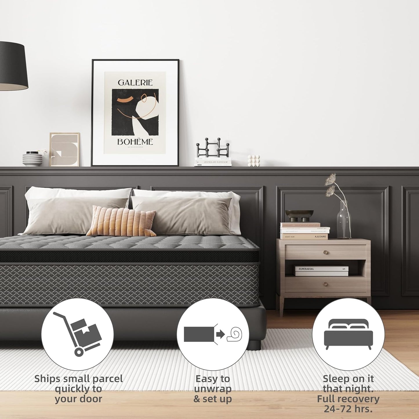 Luxury Euro Top Hybrid Mattress Cooling Gel Memory Foam Motion Isolation Single Double King Super King