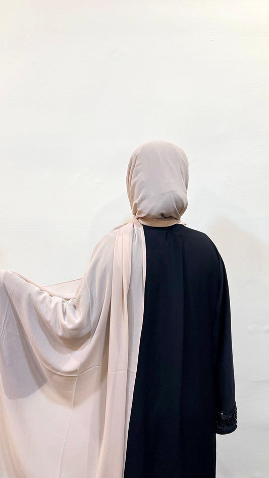 Duststorm beige hijab with a warm, neutral tone, offering a calm and understated elegance.