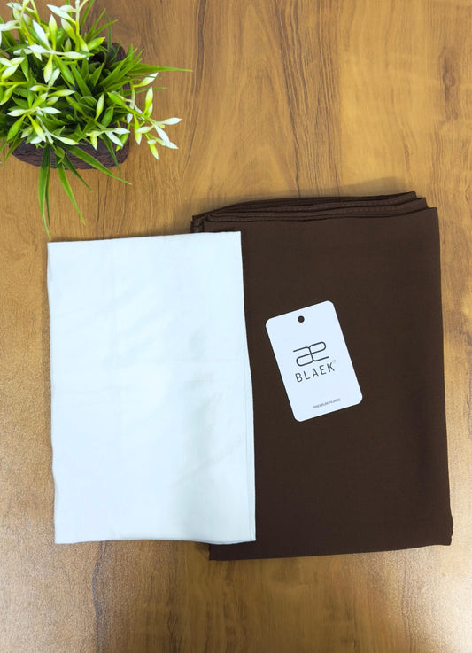 Soft brown mocha hijab paired with a classic white cap for effortless styling.