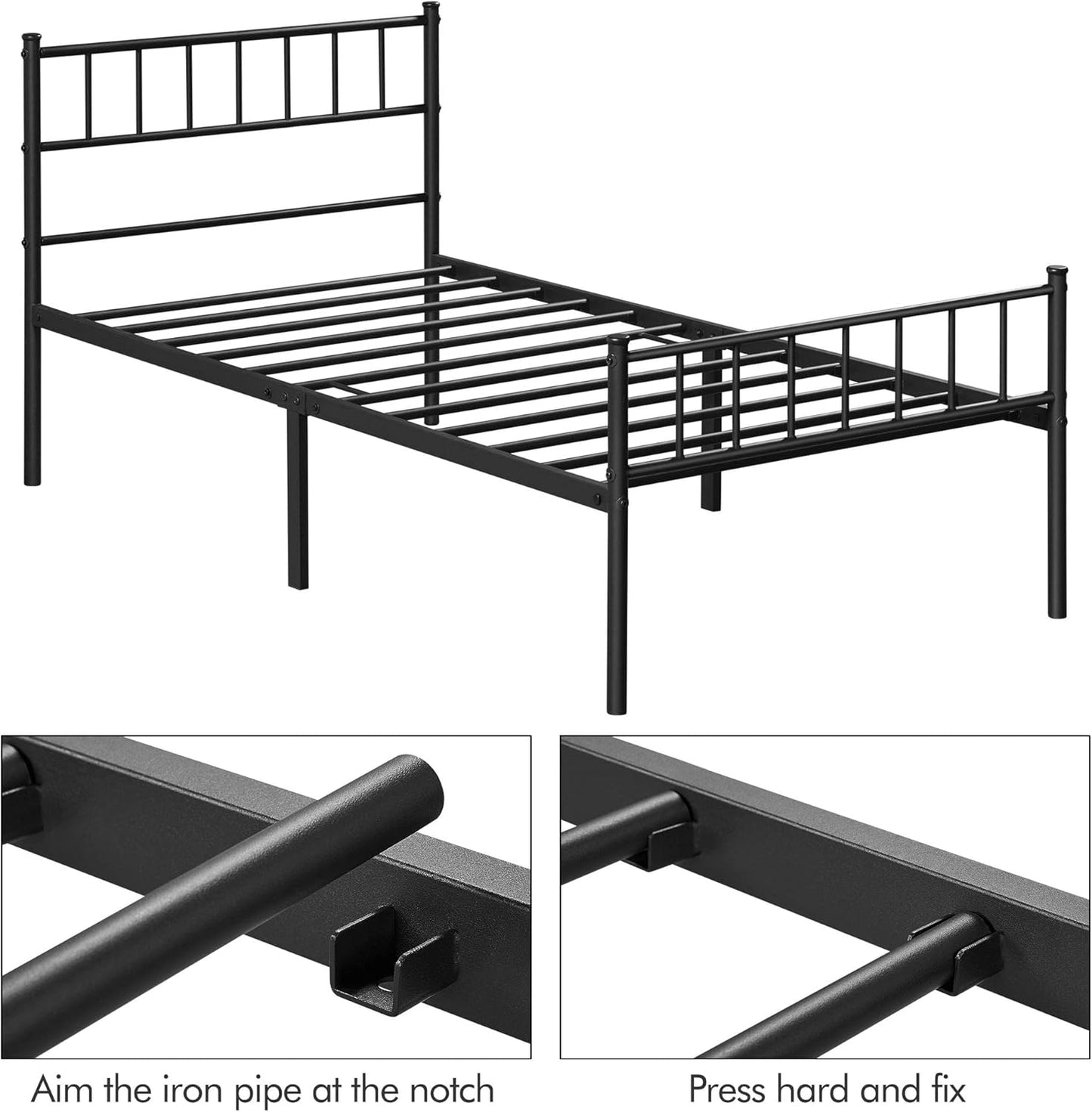 Modern Metal Bed Frame with Storage Single & Double No Box Spring Needed Single Double 
