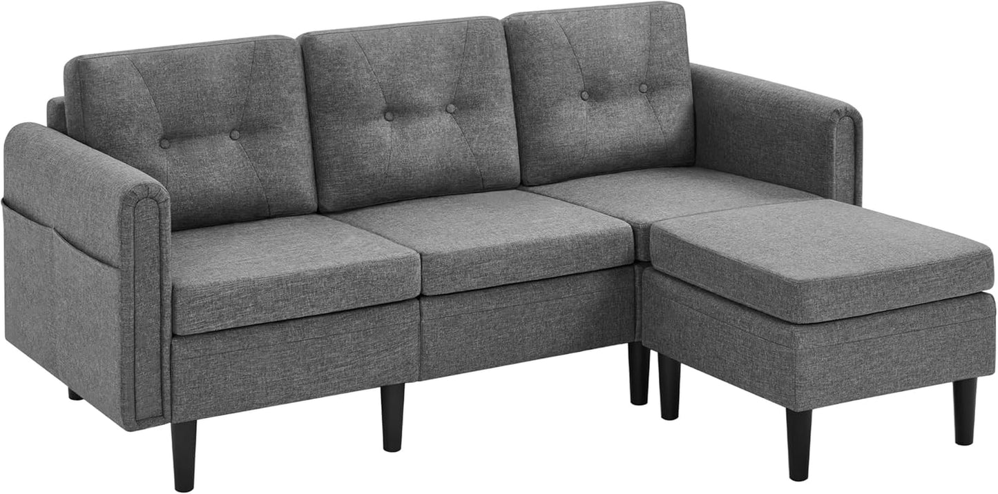 Luxury 3 Seater Corner Sofa with Movable Ottoman for Compact Homes