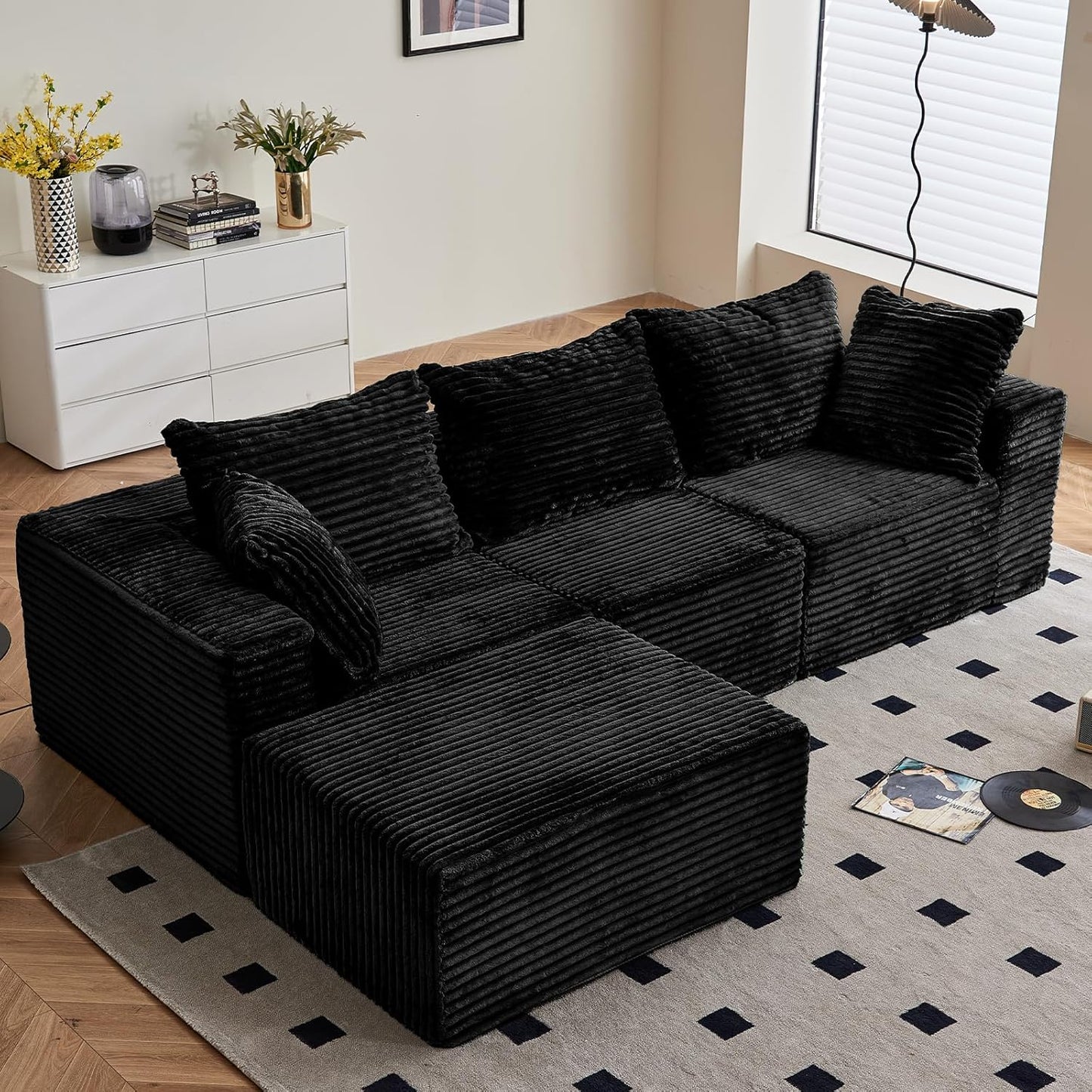 Luxury Large Modular Sectional Sofa – 4 Seater L-Shape No Assembly Couch