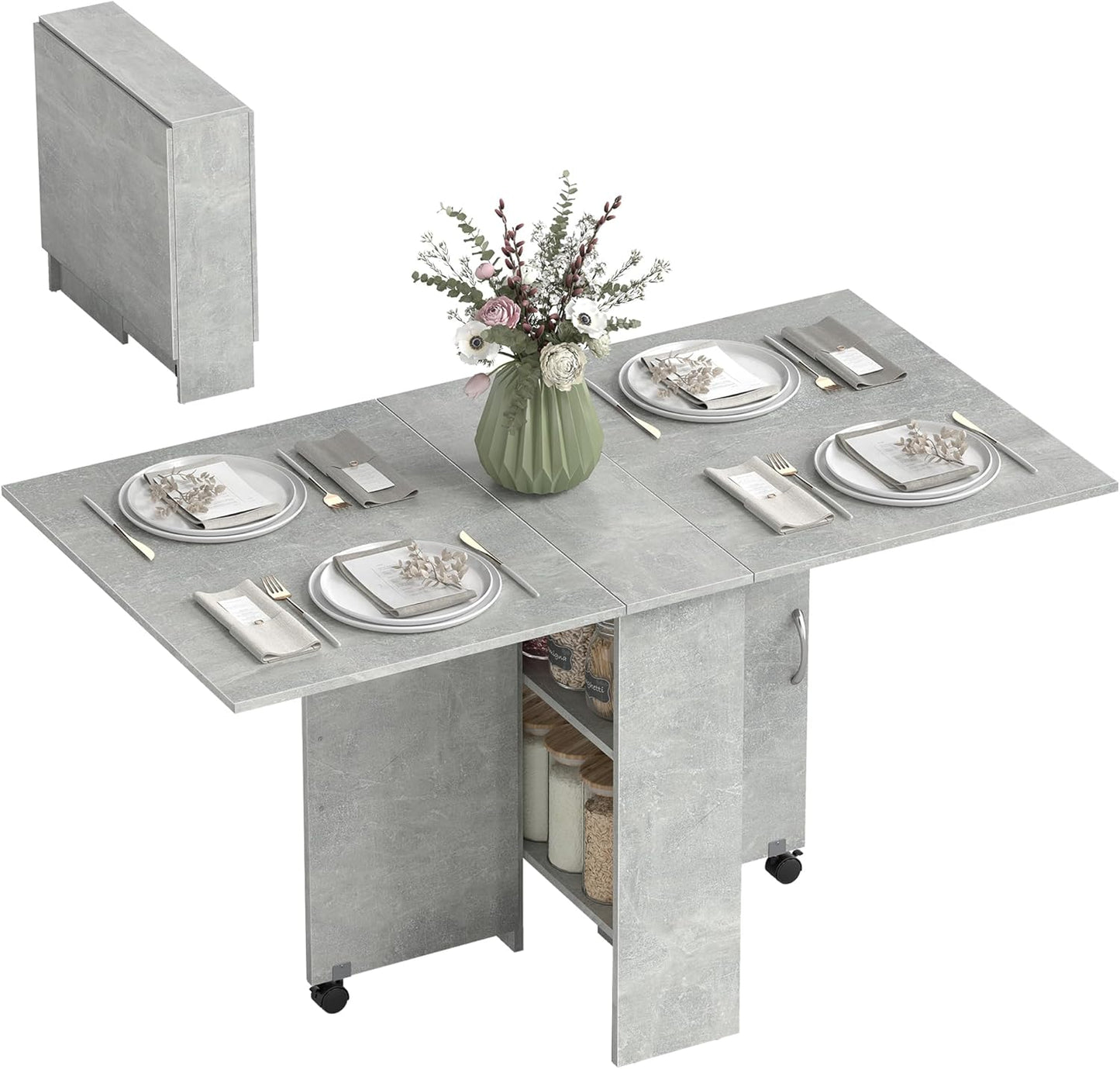 Luxury Folding Drop Leaf Dining Table – Space-Saving Extendable Table for 4–6