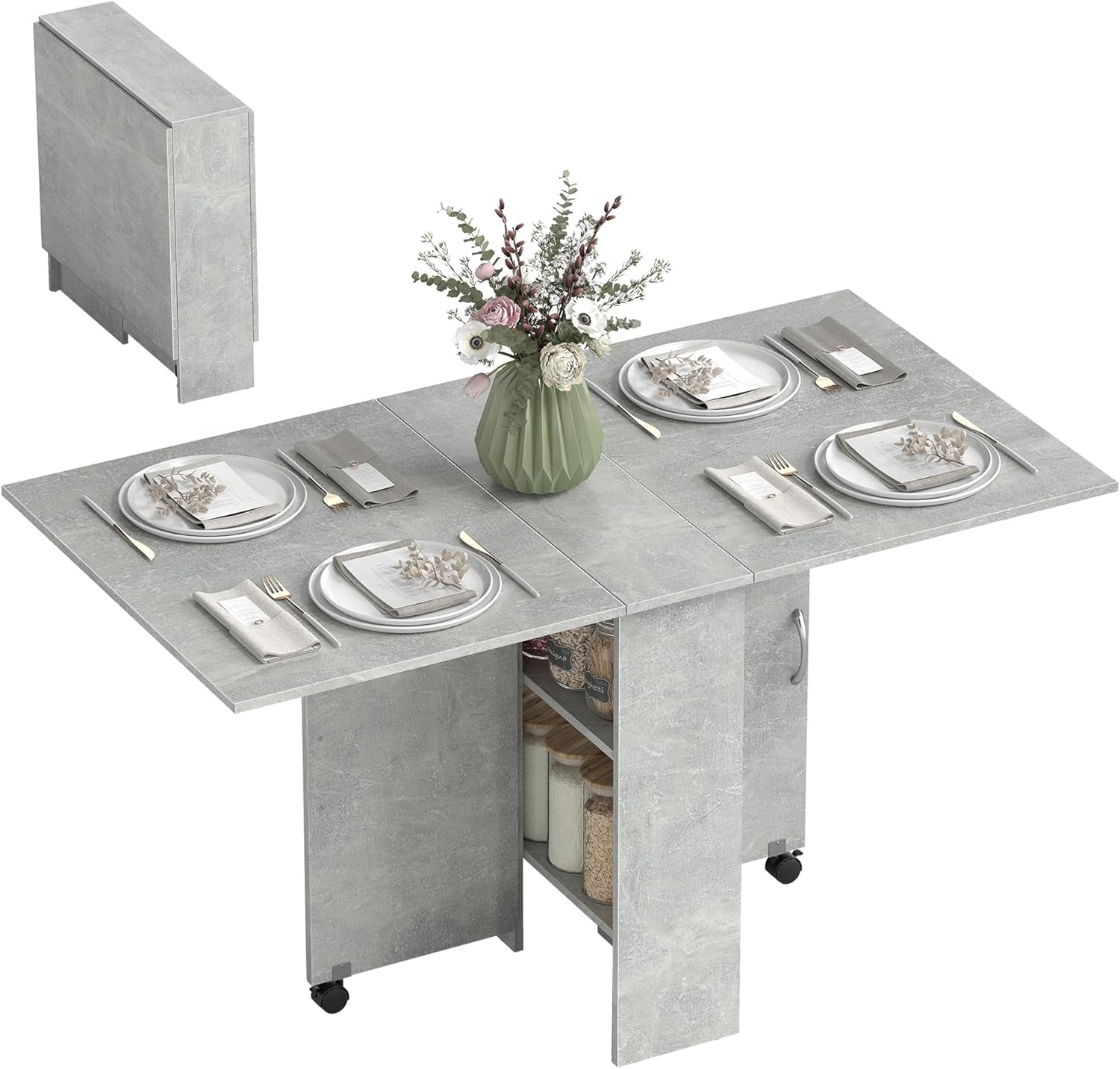 Luxury Folding Drop Leaf Dining Table – Space-Saving Extendable Table for 4–6