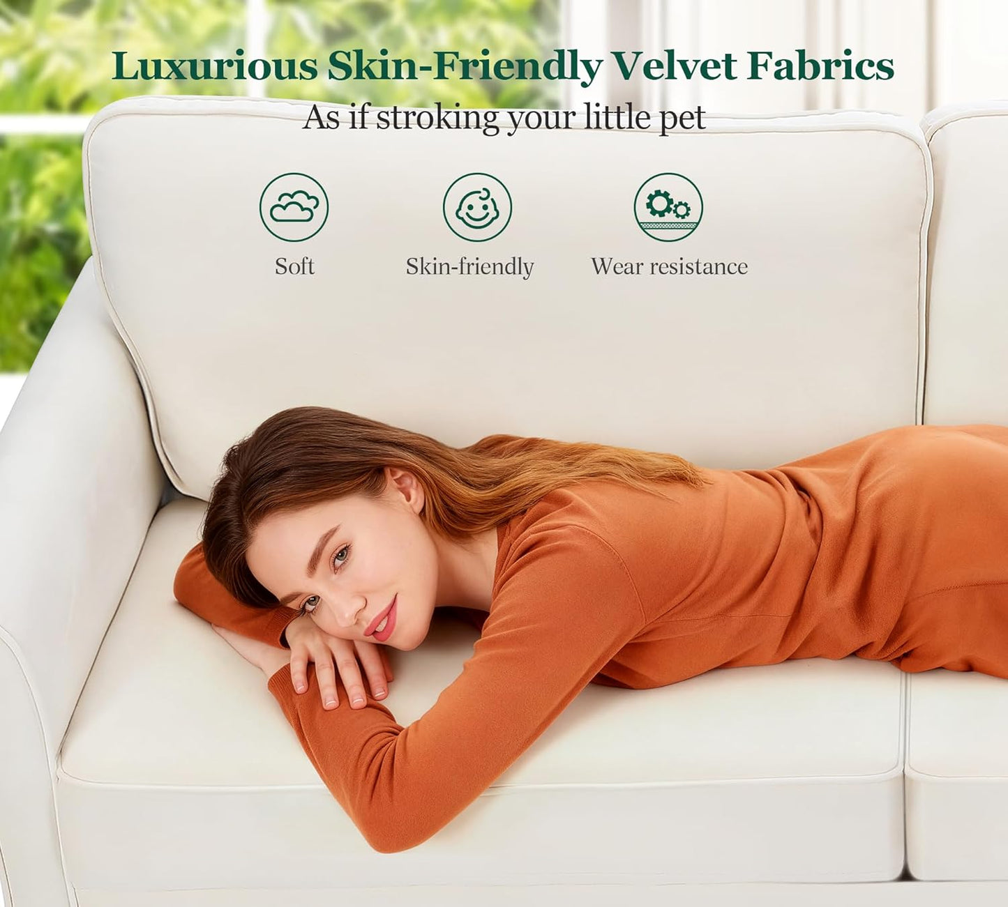 Luxury Modern Velvet Sofa for Living Room – Compact 2 & 3 Seater Couch