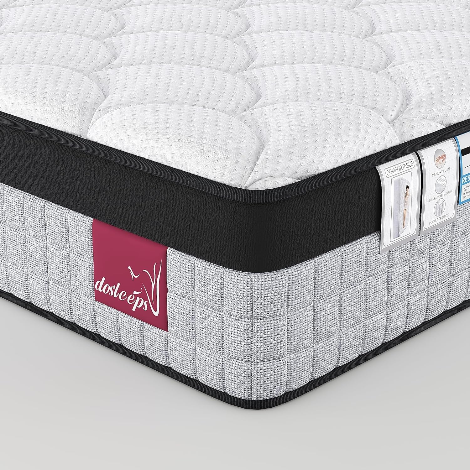 Luxury Orthopaedic Hybrid Mattress Pocket Spring & Memory Foam Medium Support Single Double King Mattresses