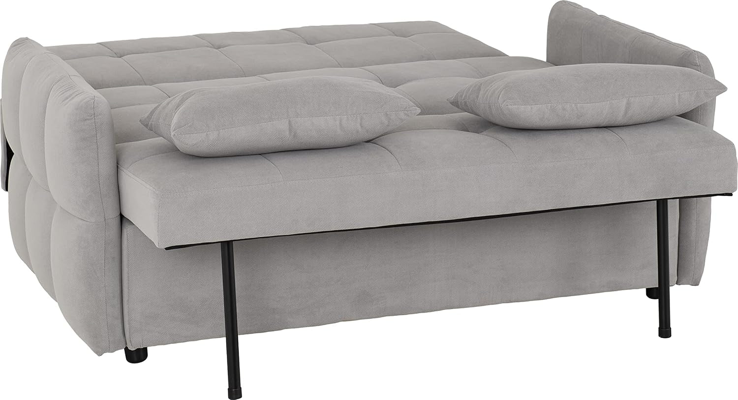 Luxury Modern 2 Seater Sofa Bed in Silver Grey Fabric