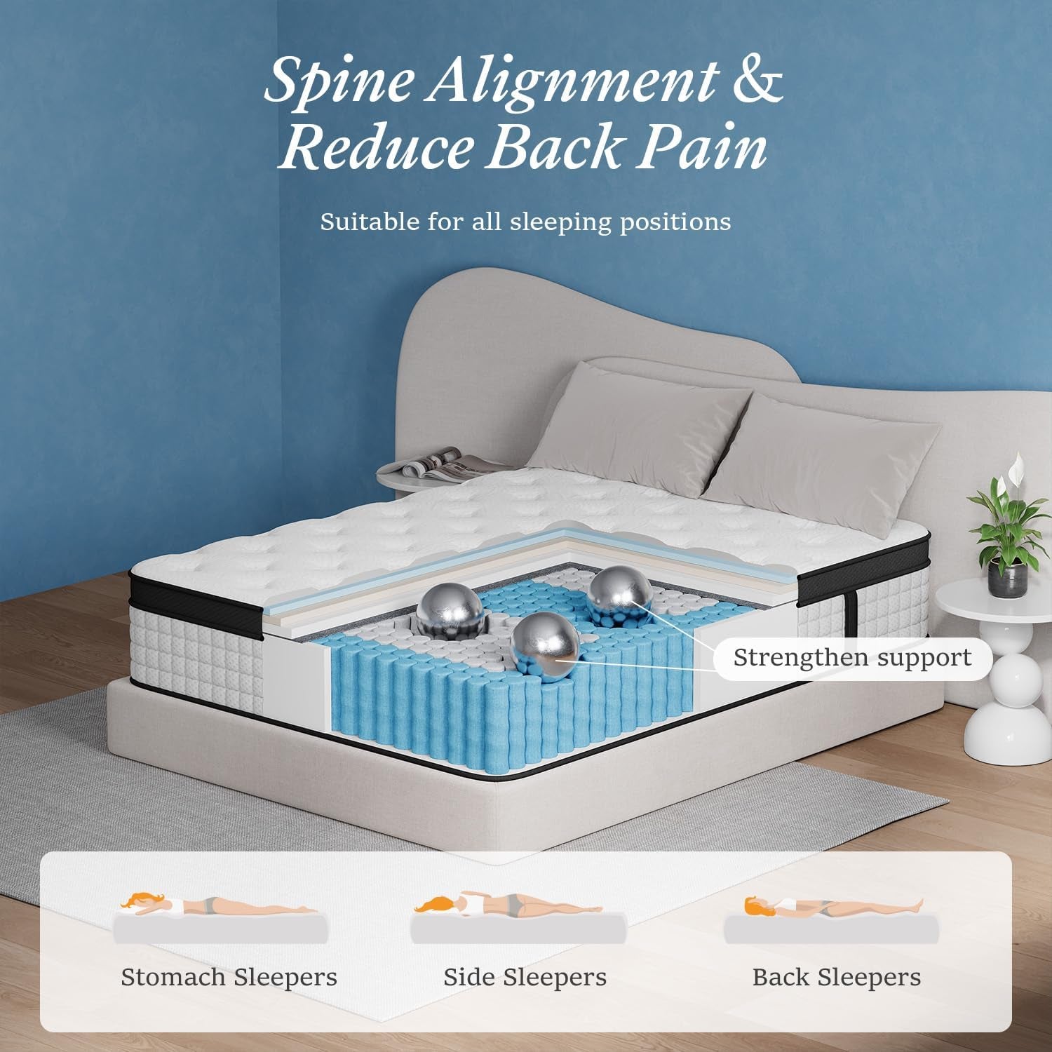 Luxury Euro Top Hybrid Mattress with Pocket Springs & Memory Foam Single Double King Mattresses