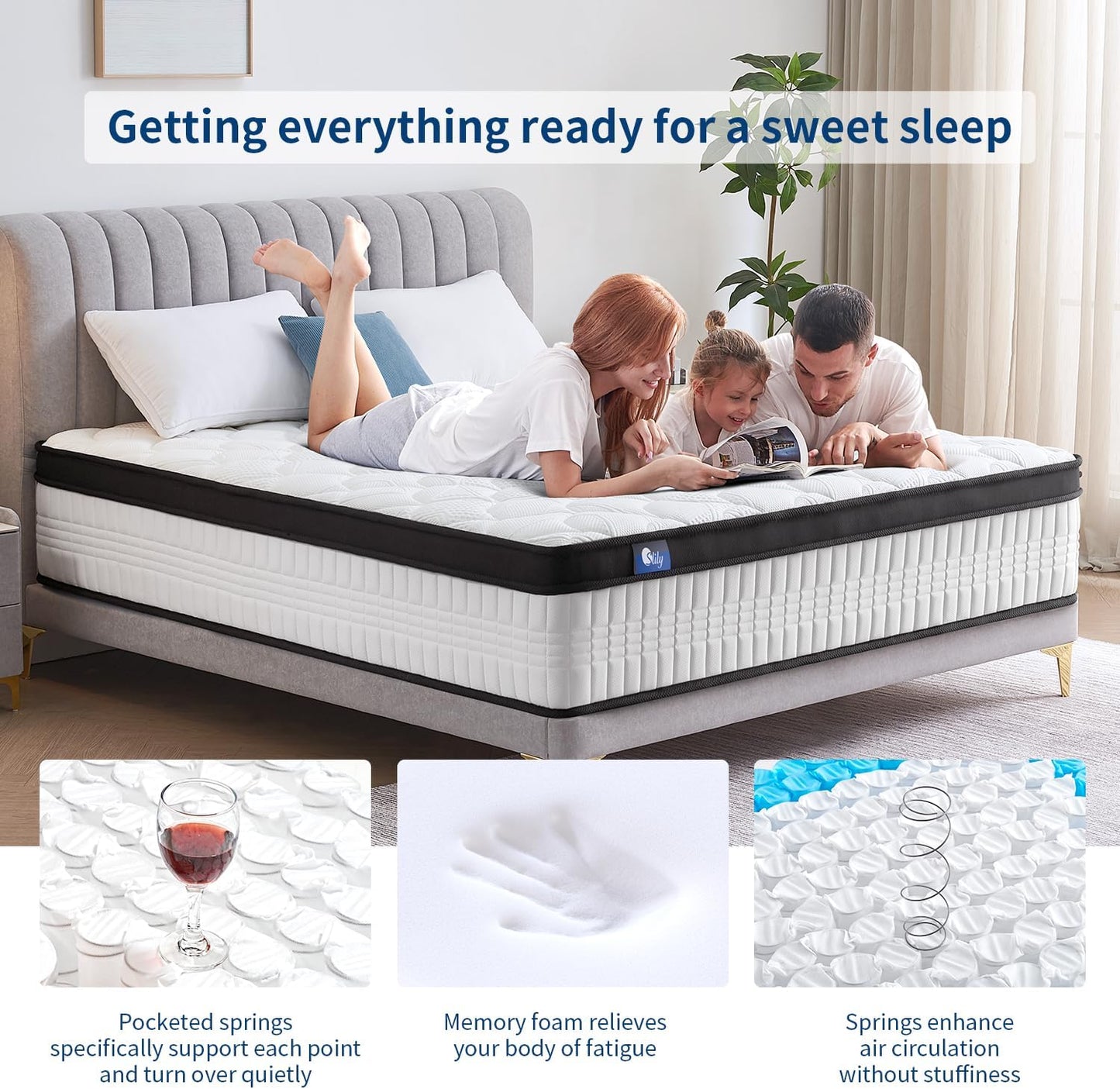 Luxury Hybrid Euro Top Mattress – 7-Zone Orthopaedic Cooling Support Comfort Sleep Single Double King
