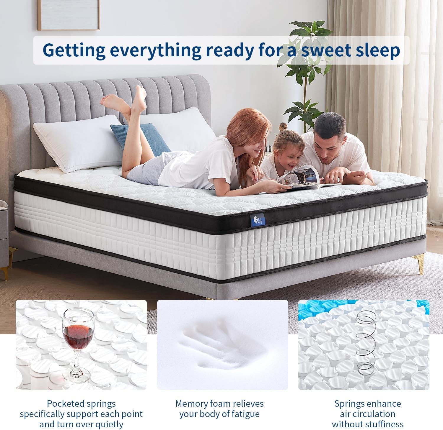 Luxury Hybrid Euro Top Mattress – 7-Zone Orthopaedic Cooling Support Comfort Sleep Single Double King