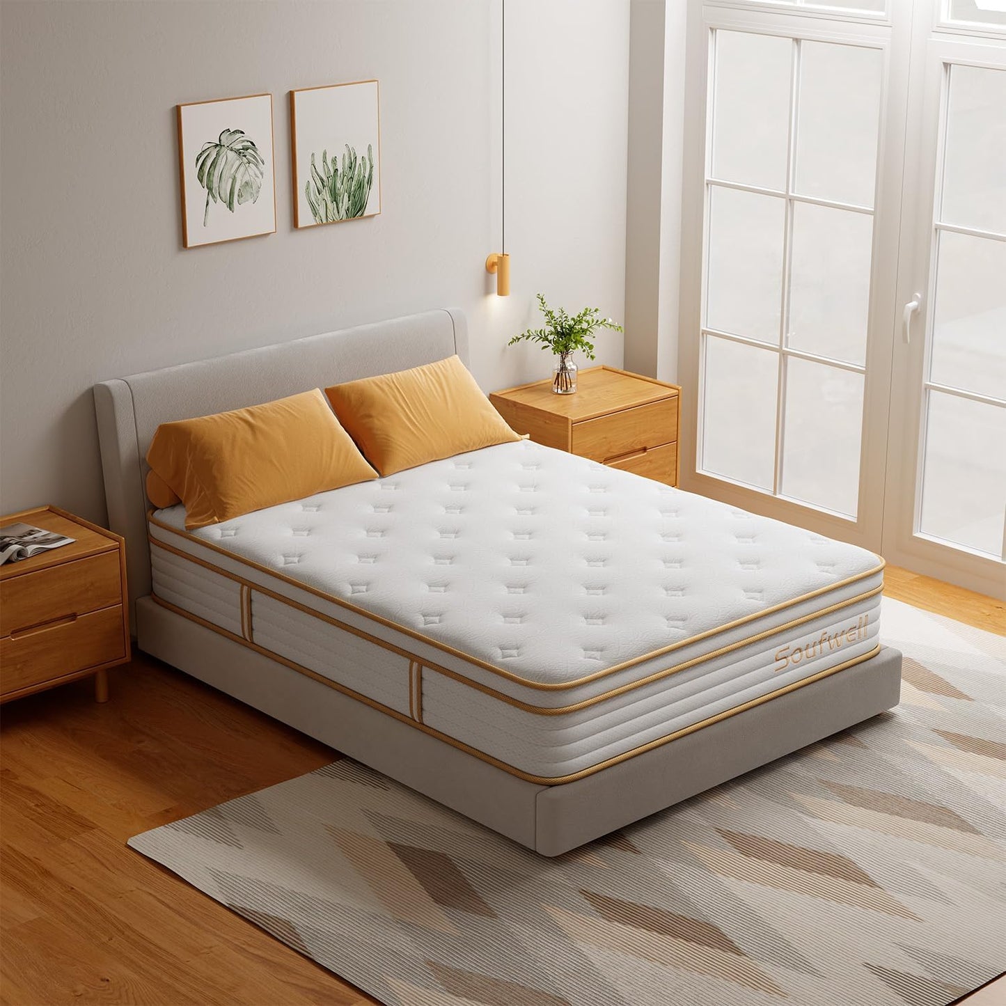 Luxury Euro Top Hybrid Mattress Pocket Sprung & Memory Foam Medium Support Single Double King Mattresses