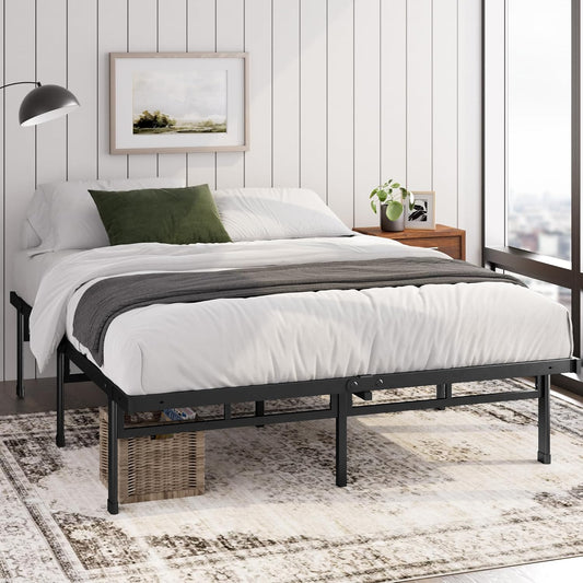 Heavy Duty Metal Platform Bed Frame – No Headboard, Storage Space Single Double King Super King